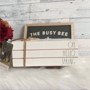 Rae Dunn OH. HELLO. SPRING Bookstack Rustic Farmhouse Decor